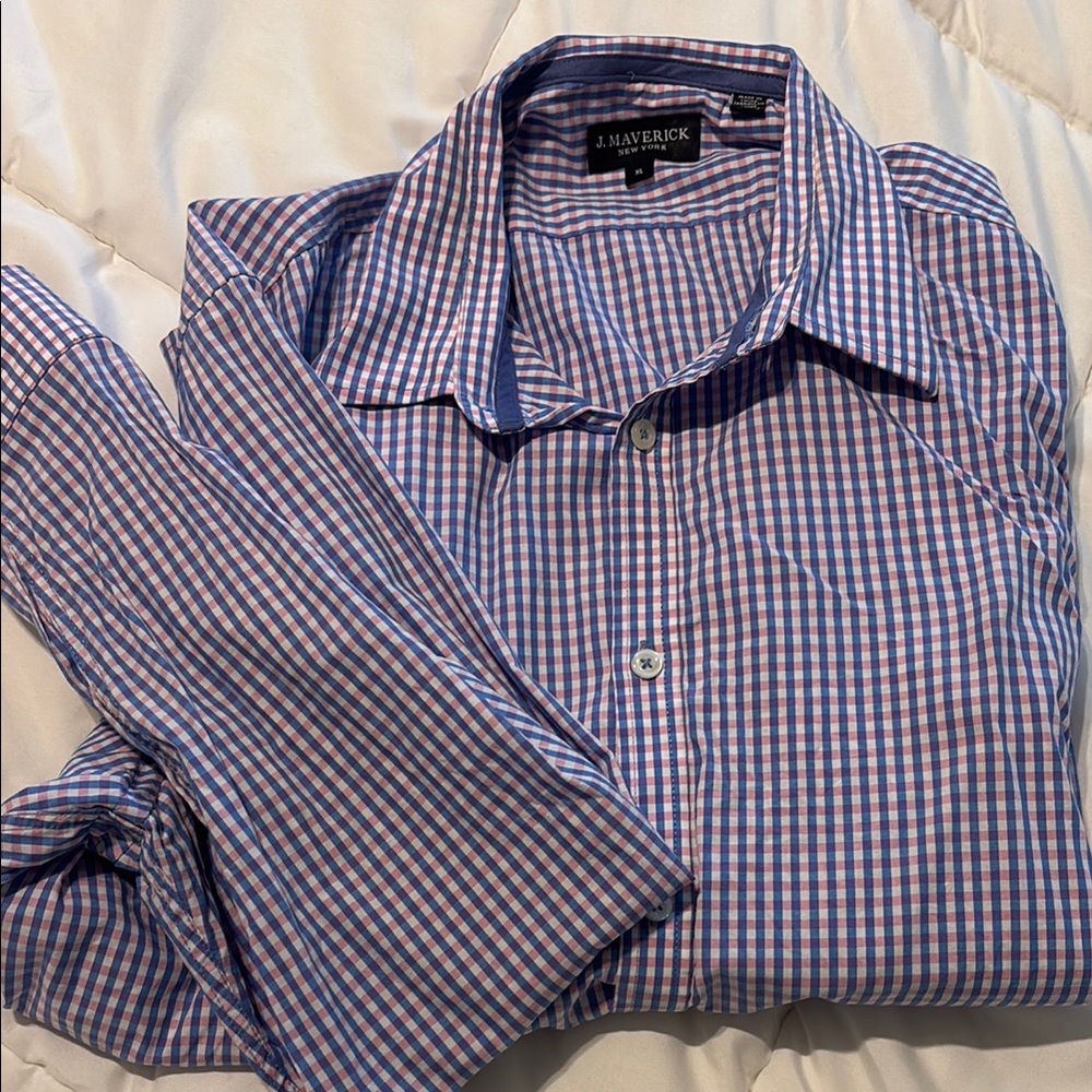 Blue and White Checkered Men's Shirt